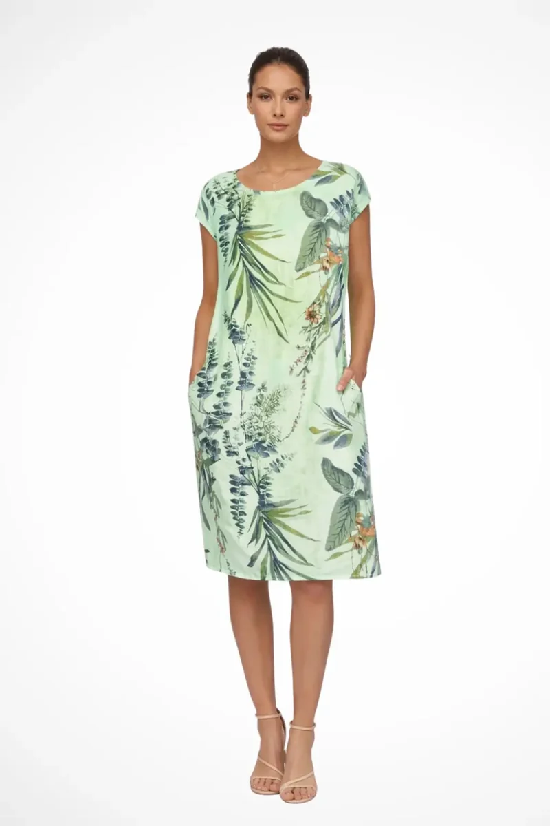 Women's Lightweight Cotton Summer Dress | Flowy Relaxed Fit Botanical Print