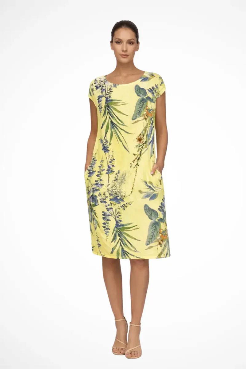 Women's Lightweight Cotton Summer Dress | Flowy Relaxed Fit Botanical Print