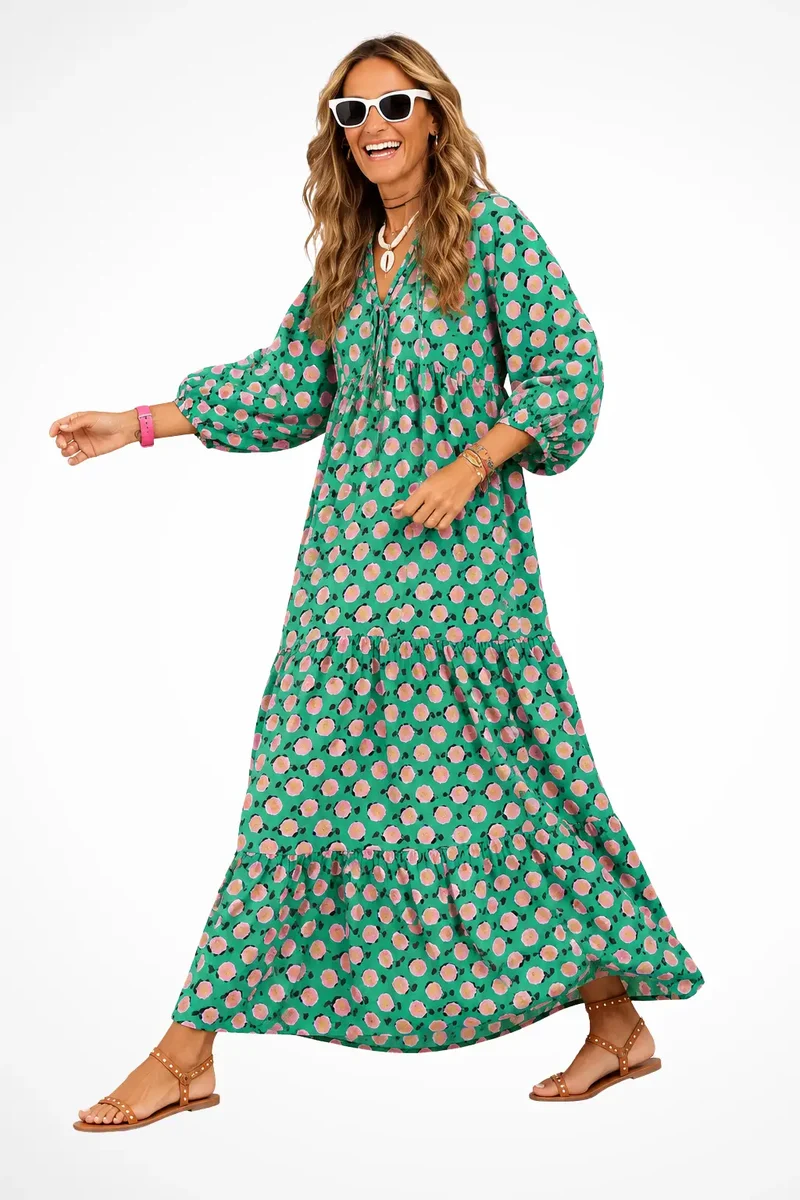 Women's Lightweight Floral Maxi Dress | Relaxed Fit Tiered Summer Dress