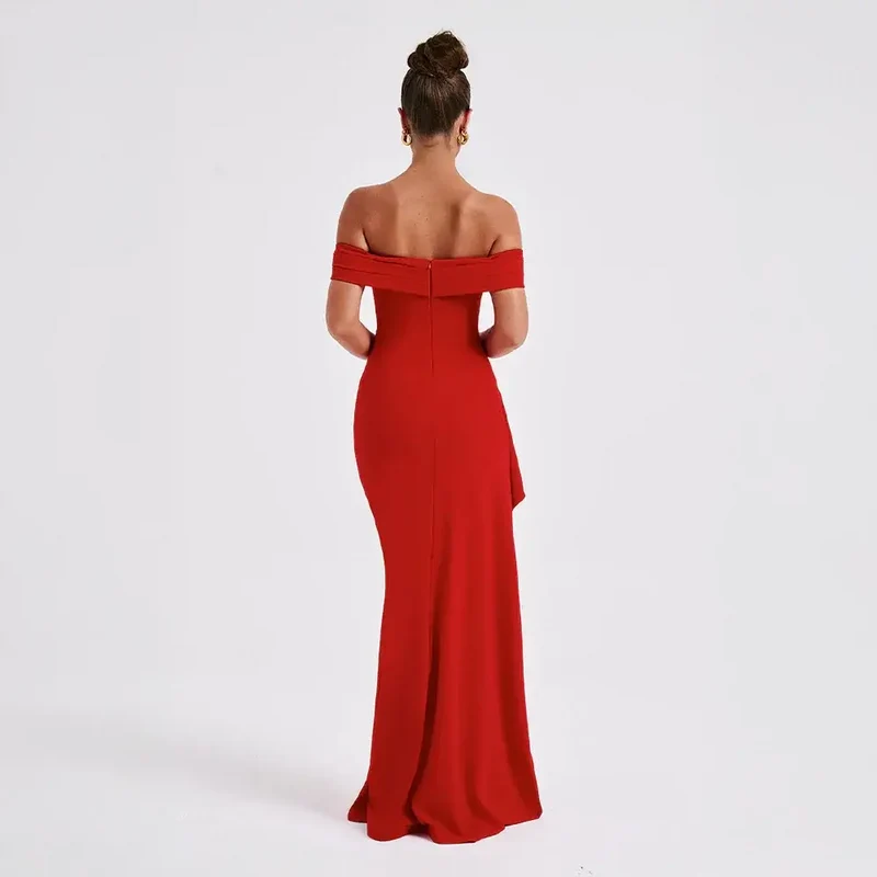 Women's Elegant Off-Shoulder Maxi Dress | Sophisticated Floor-Length Evening Gown
