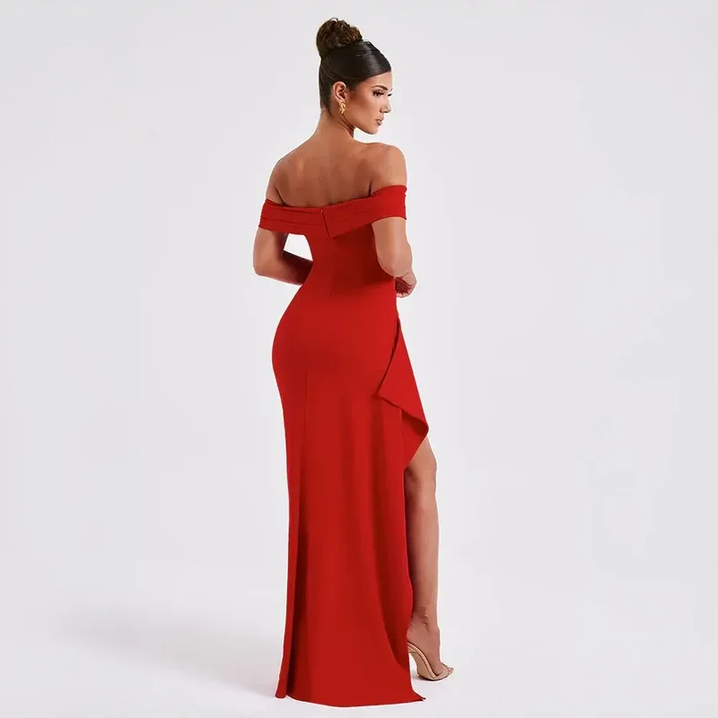 Women's Elegant Off-Shoulder Maxi Dress | Sophisticated Floor-Length Evening Gown