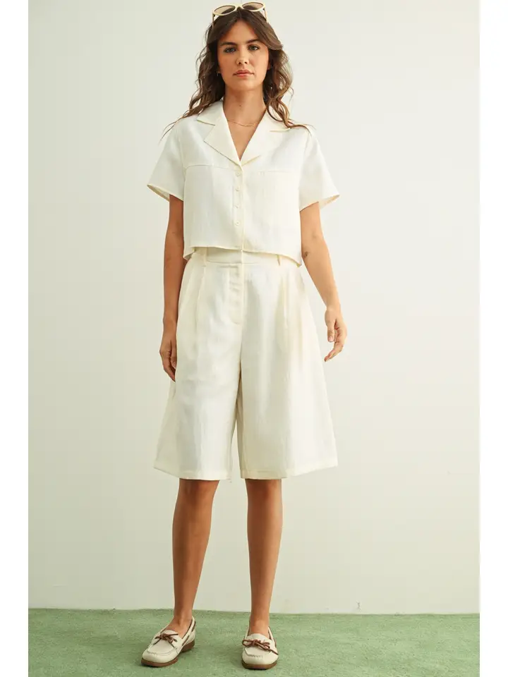 Eden Soft Rayon Button Front Sslv Blouse