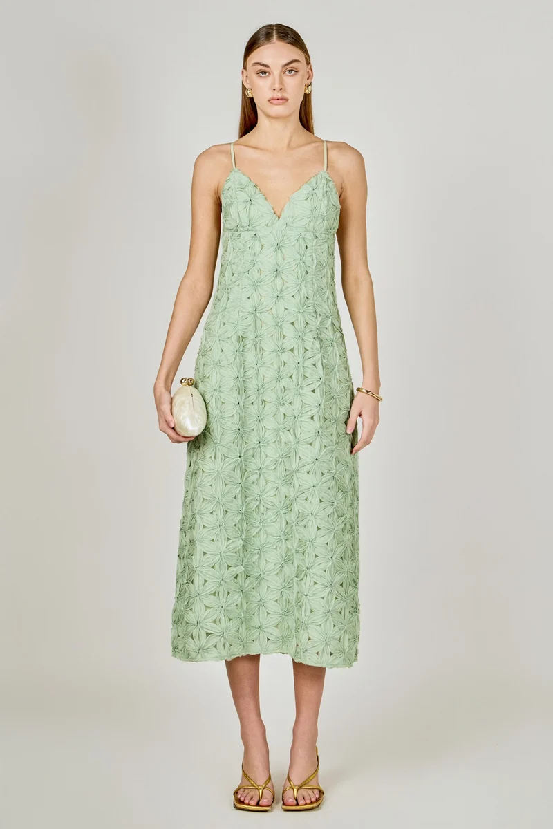 Indie Lace Spaghetti Strap Maxi Dress