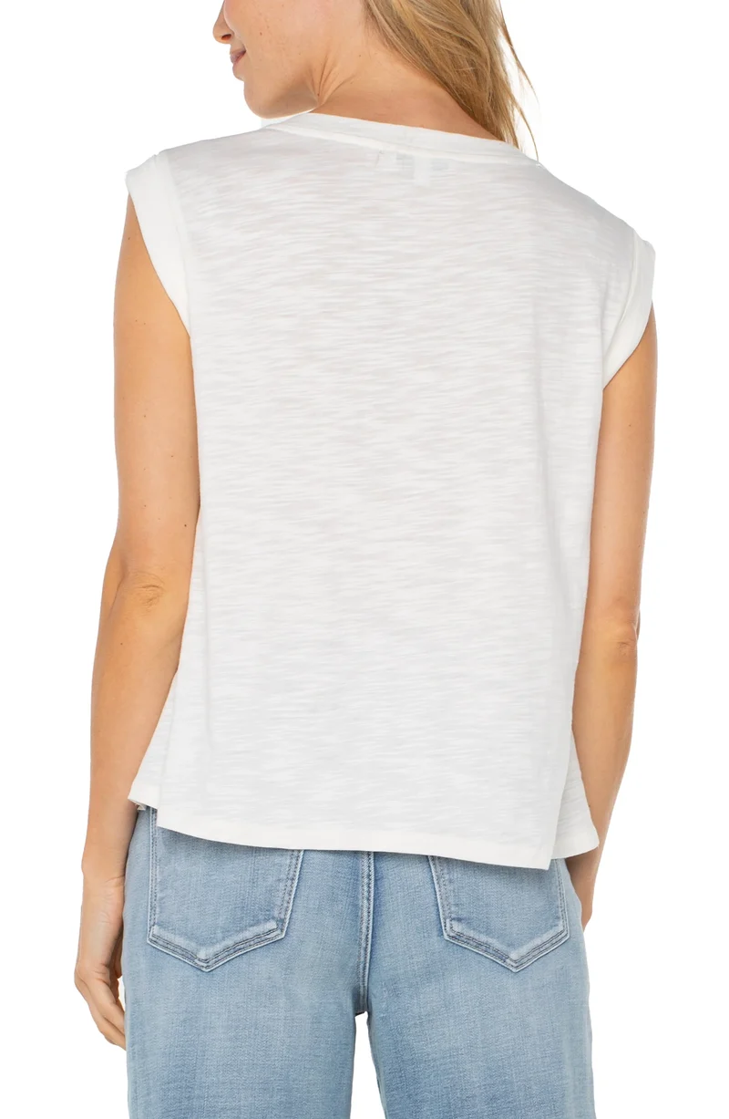 WOVEN TO KNIT TOP