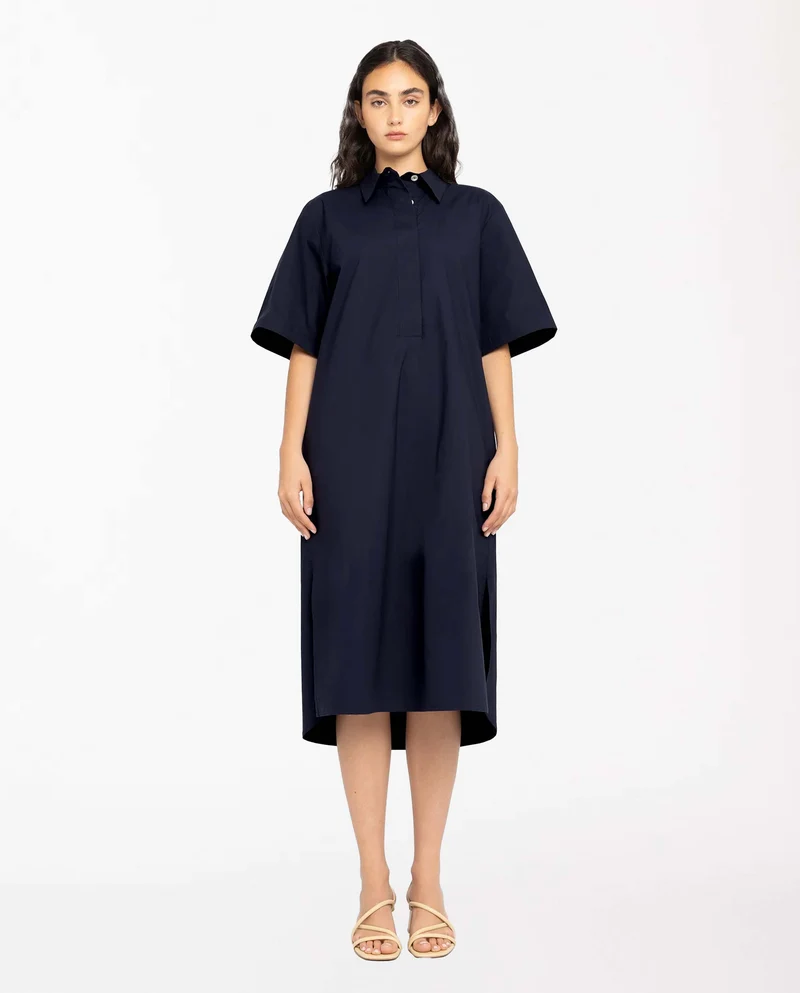Robe chemise midi en coton bio