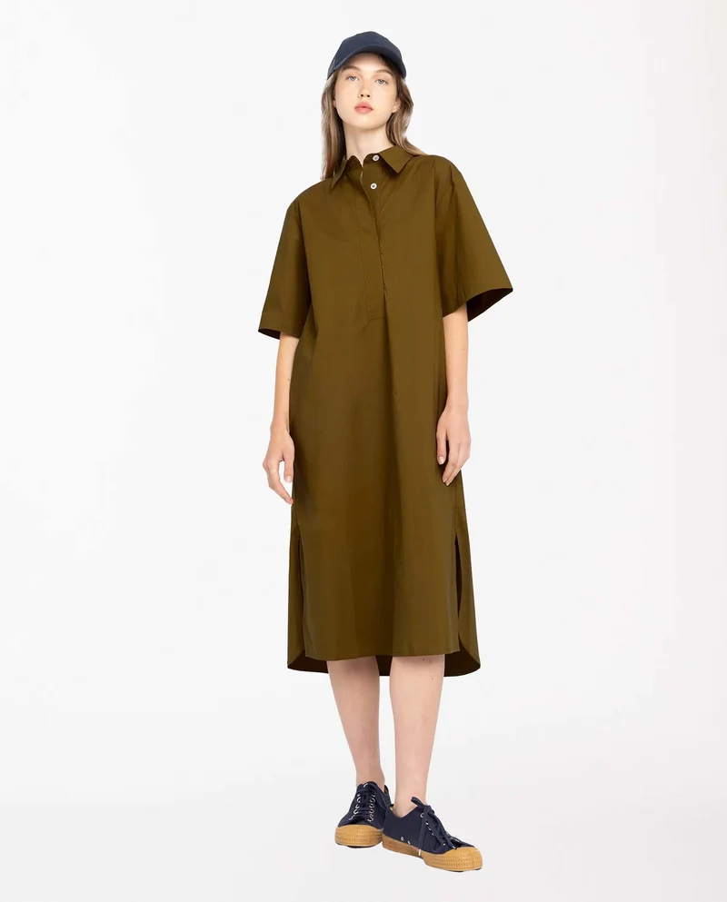 Robe chemise midi en coton bio