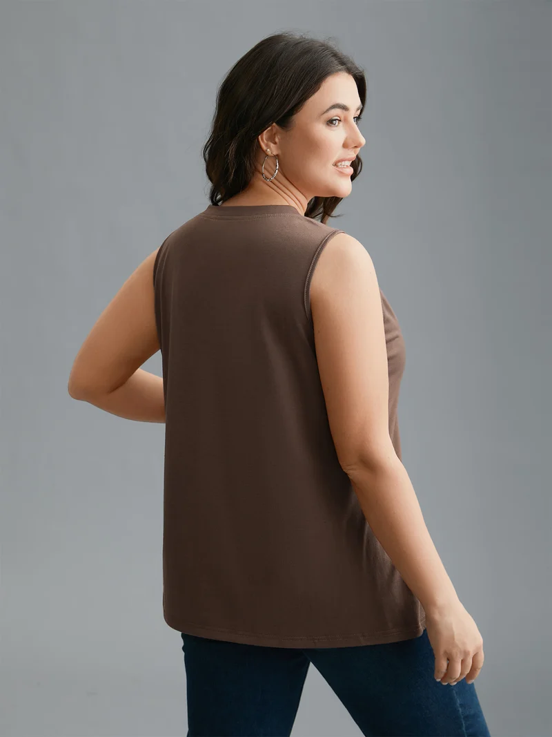 V-Neck Half Placket Vest
