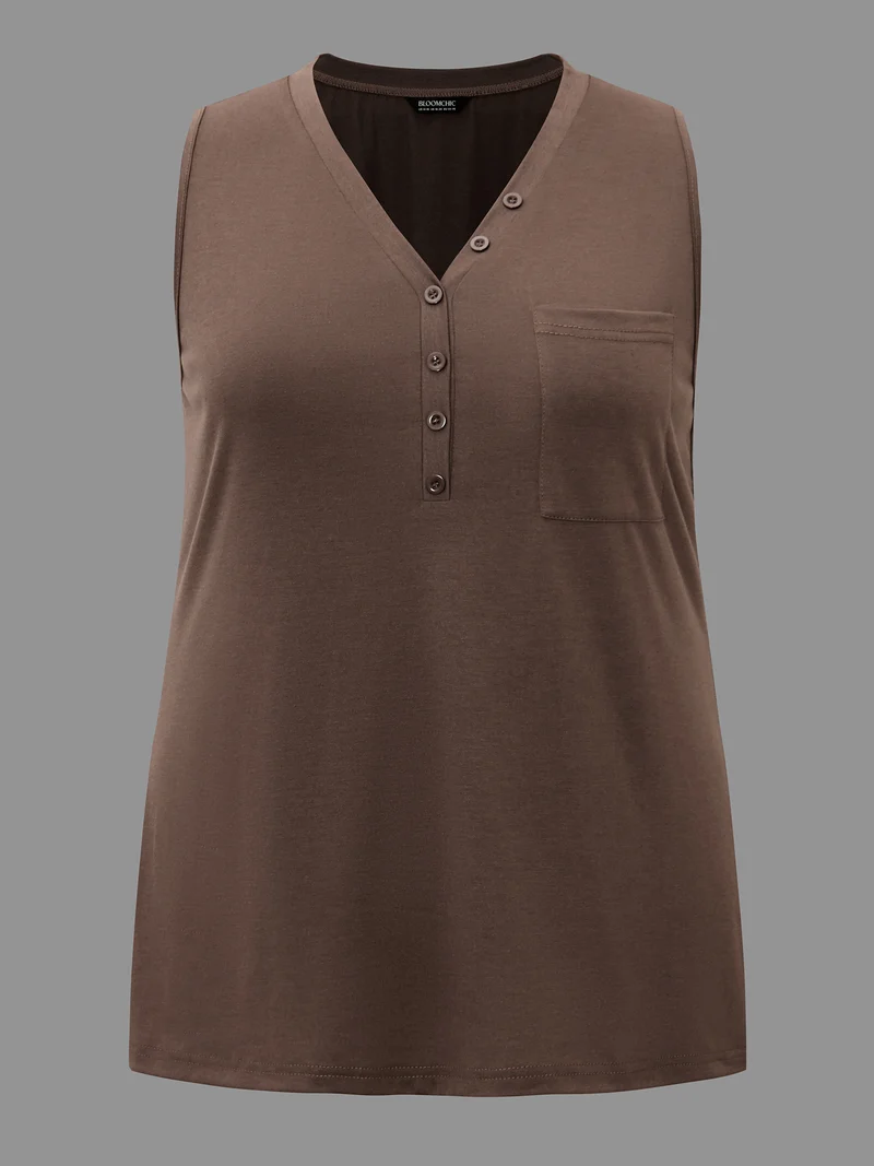 V-Neck Half Placket Vest