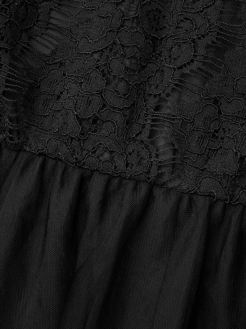 V Neck Crochet Lace Mesh Dress