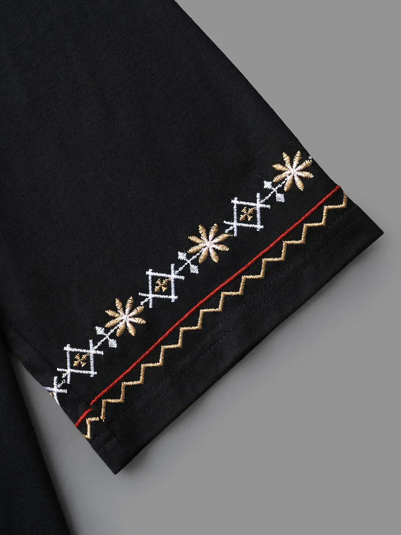 Floral Embroidered V-Neck T-shirt