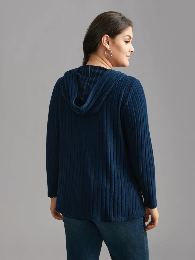 Striped Pit Button Front Hooded T-shirt