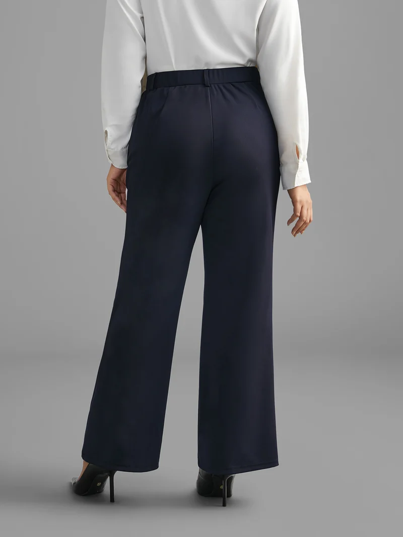 Mid Rise Button Detail Bootcut Pants