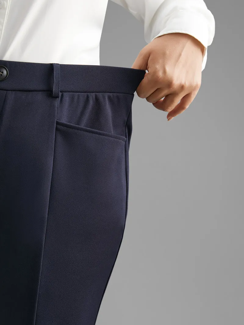 Mid Rise Button Detail Bootcut Pants