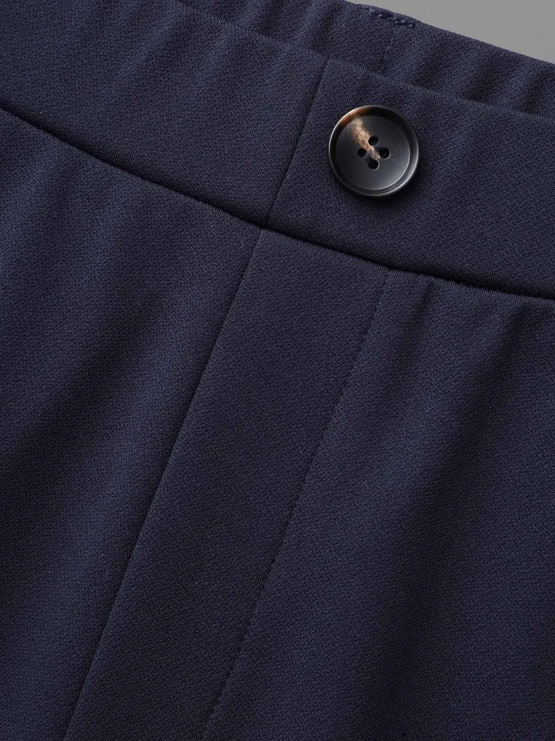 Mid Rise Button Detail Bootcut Pants