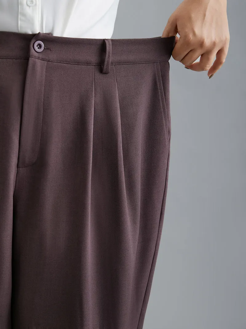 Cuffed Hem Pleated Straight Leg Pants