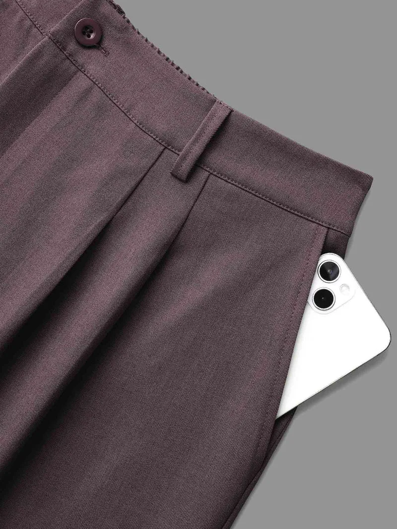 Cuffed Hem Pleated Straight Leg Pants