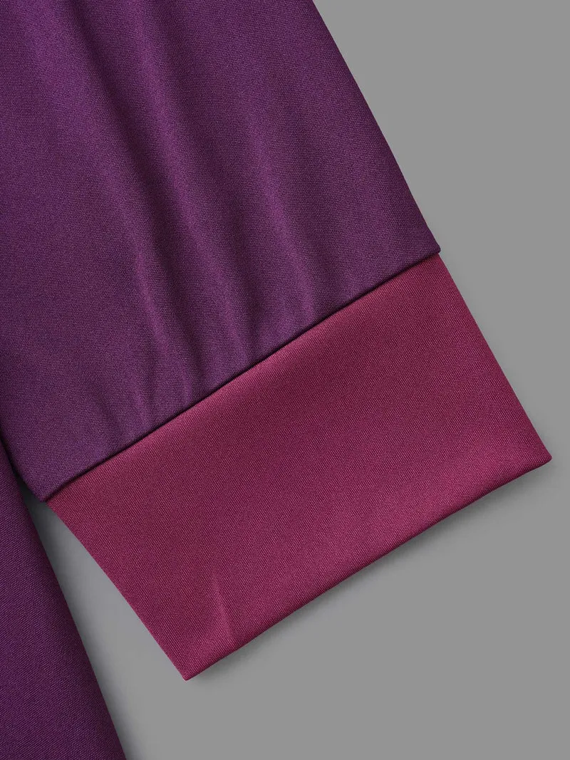 Overlap Collar Contrast Belted Midi Dress