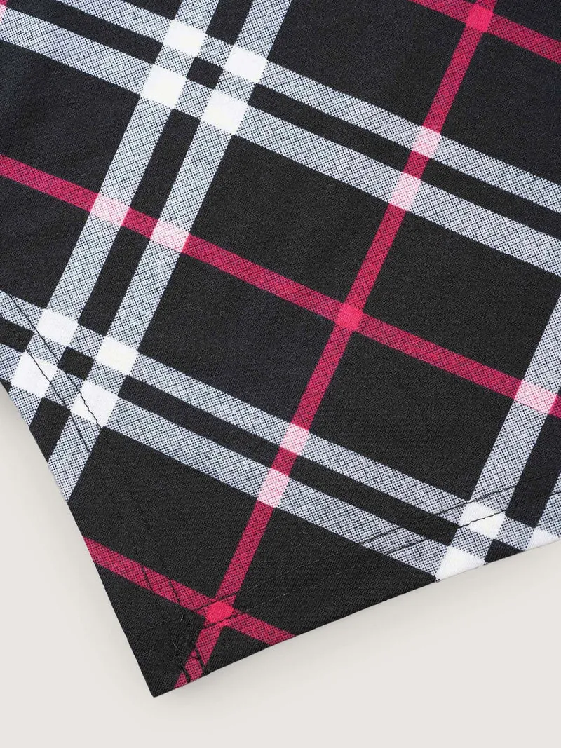 Plaid Asymmetrical Hem Pocket T-shirt