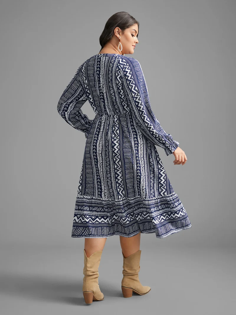 Bandana Geometric Tassels Tie Knot Dress
