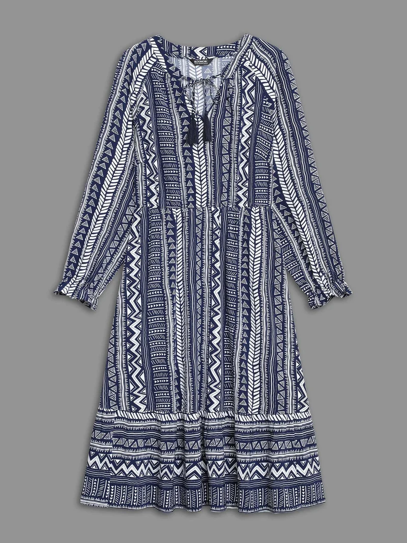 Bandana Geometric Tassels Tie Knot Dress