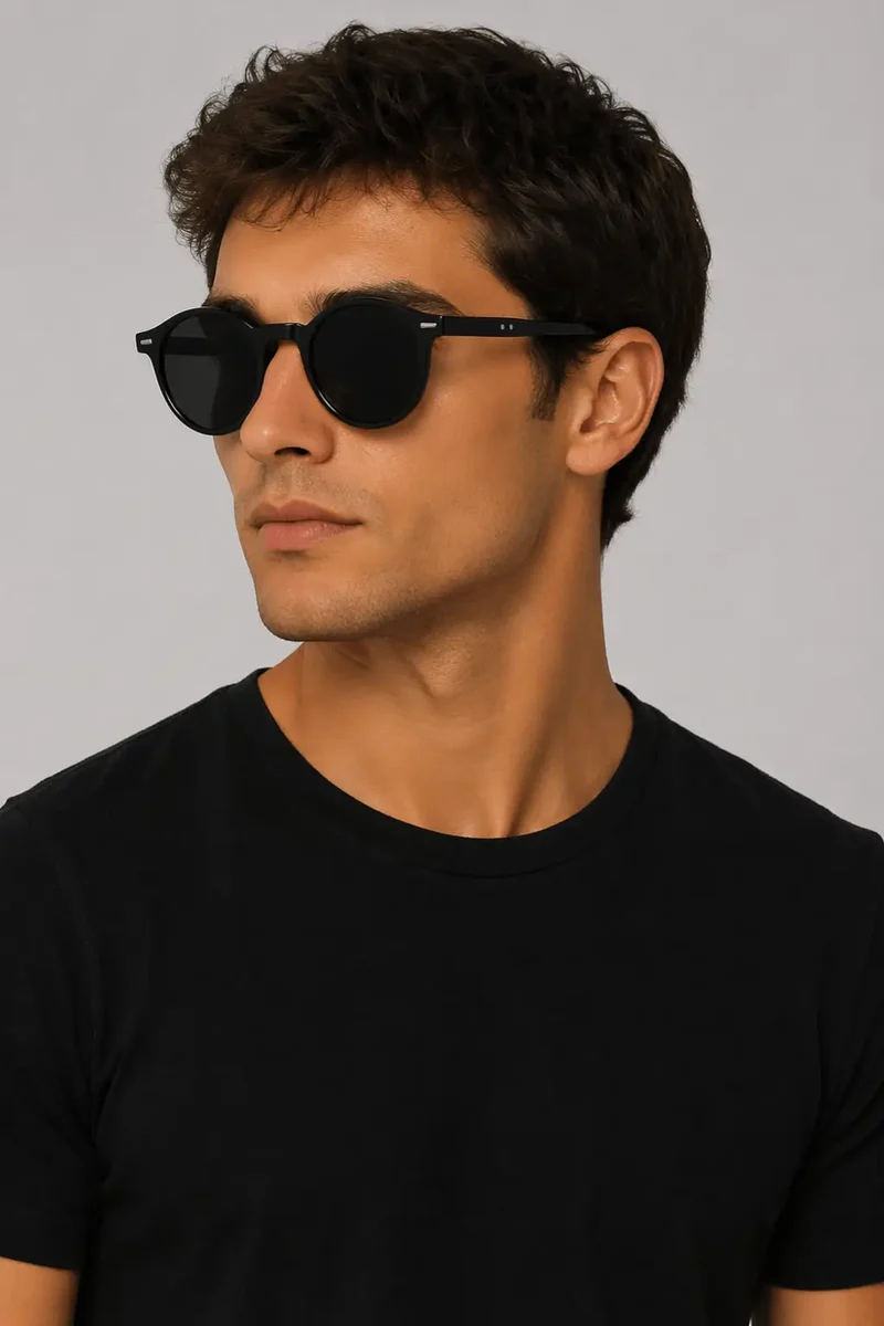 Unisex Lightweight Plastic Round Sunglasses | Sleek Minimalist Retro Shades