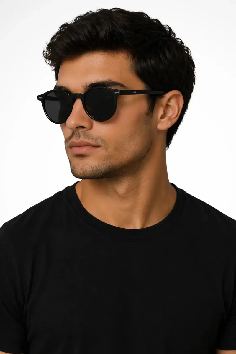 Unisex Lightweight Plastic Round Sunglasses | Sleek Minimalist Retro Shades