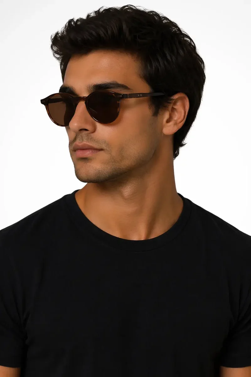 Unisex Lightweight Plastic Round Sunglasses | Sleek Minimalist Retro Shades