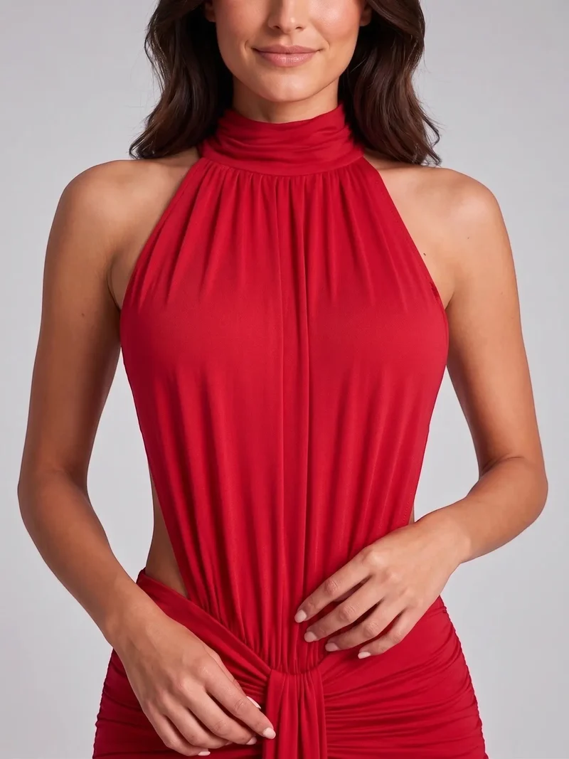 Women's Elegant Backless Bodycon Maxi Dress | Stylish Halter Neck Formal Evening Gown