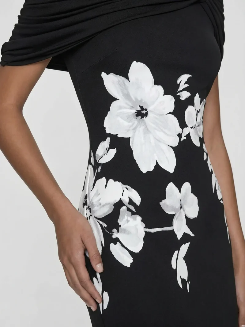 Women's Floral Midi Dress | Elegant Off-Shoulder Summer Dress