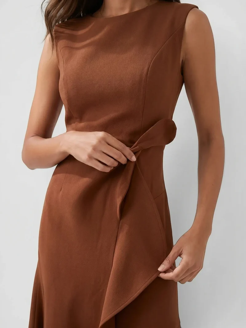 Women's Lightweight Viscose Wrap Midi Dress | Modern Sleeveless Summer Style