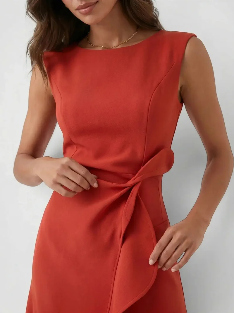 Women's Lightweight Viscose Wrap Midi Dress | Modern Sleeveless Summer Style