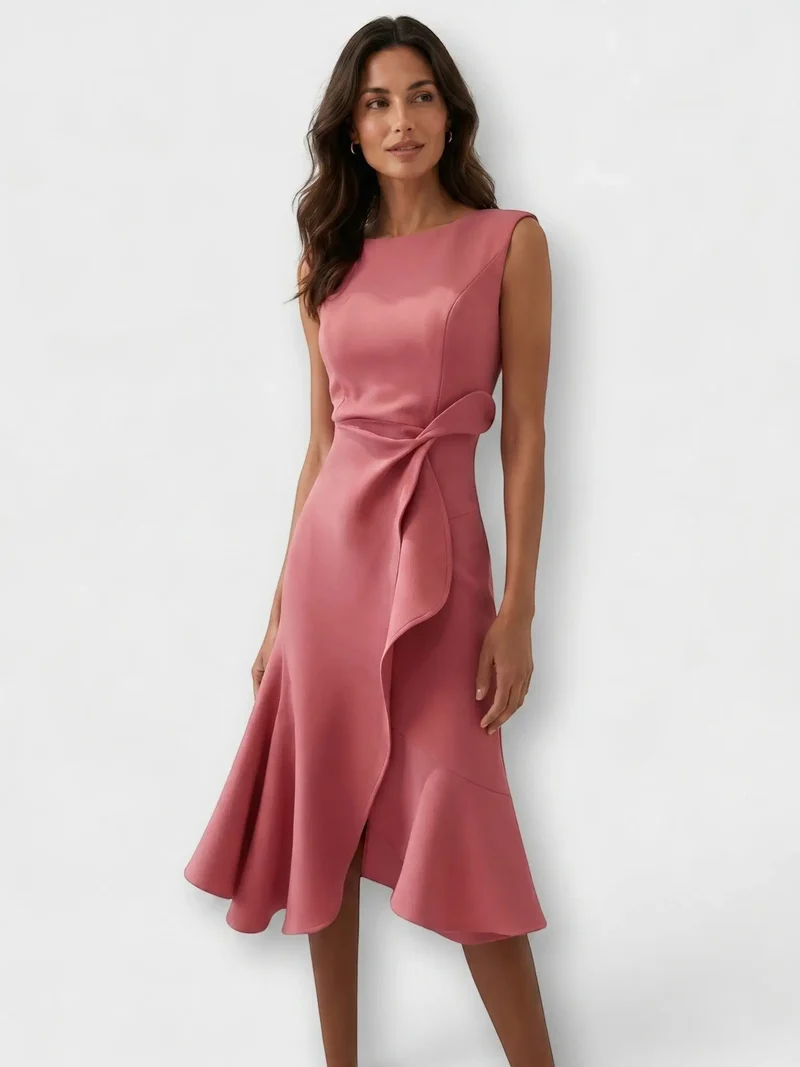 Women's Lightweight Viscose Wrap Midi Dress | Modern Sleeveless Summer Style