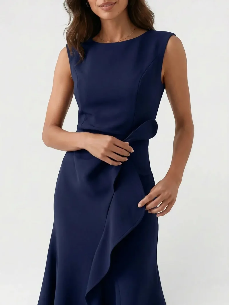 Women's Lightweight Viscose Wrap Midi Dress | Modern Sleeveless Summer Style