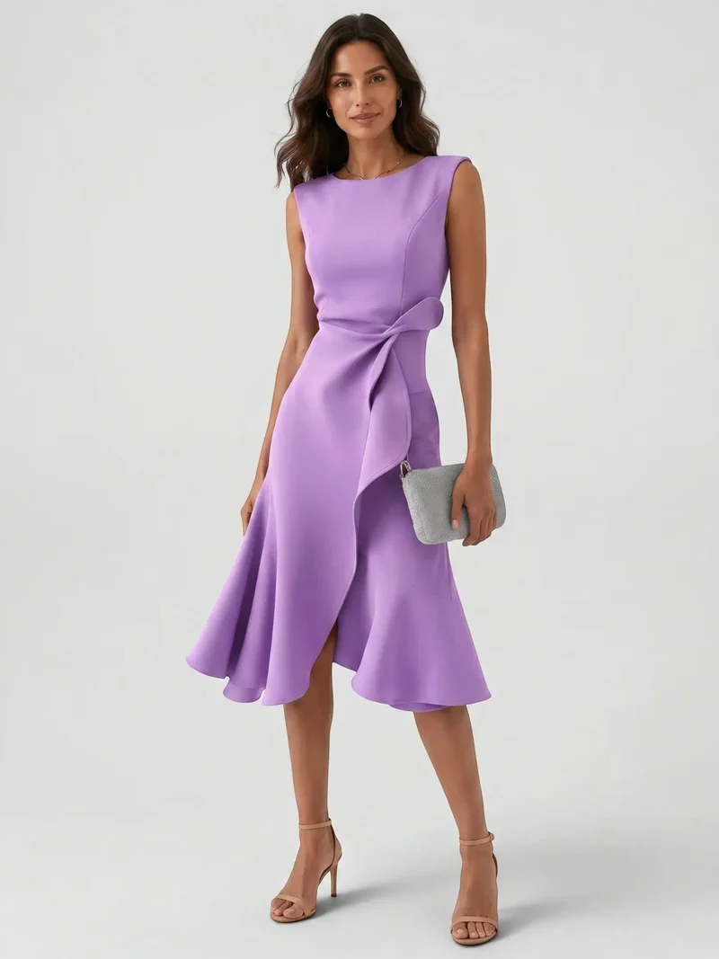 Women's Lightweight Viscose Wrap Midi Dress | Modern Sleeveless Summer Style
