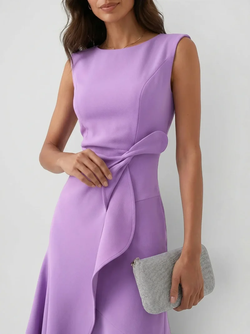 Women's Lightweight Viscose Wrap Midi Dress | Modern Sleeveless Summer Style