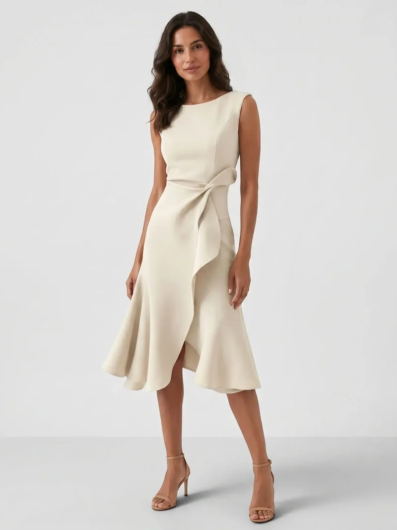 Women's Lightweight Viscose Wrap Midi Dress | Modern Sleeveless Summer Style