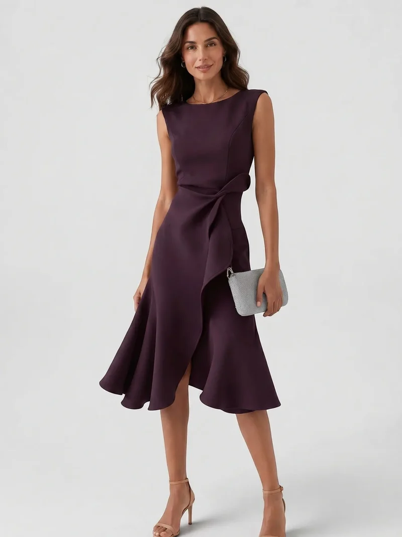Women's Lightweight Viscose Wrap Midi Dress | Modern Sleeveless Summer Style