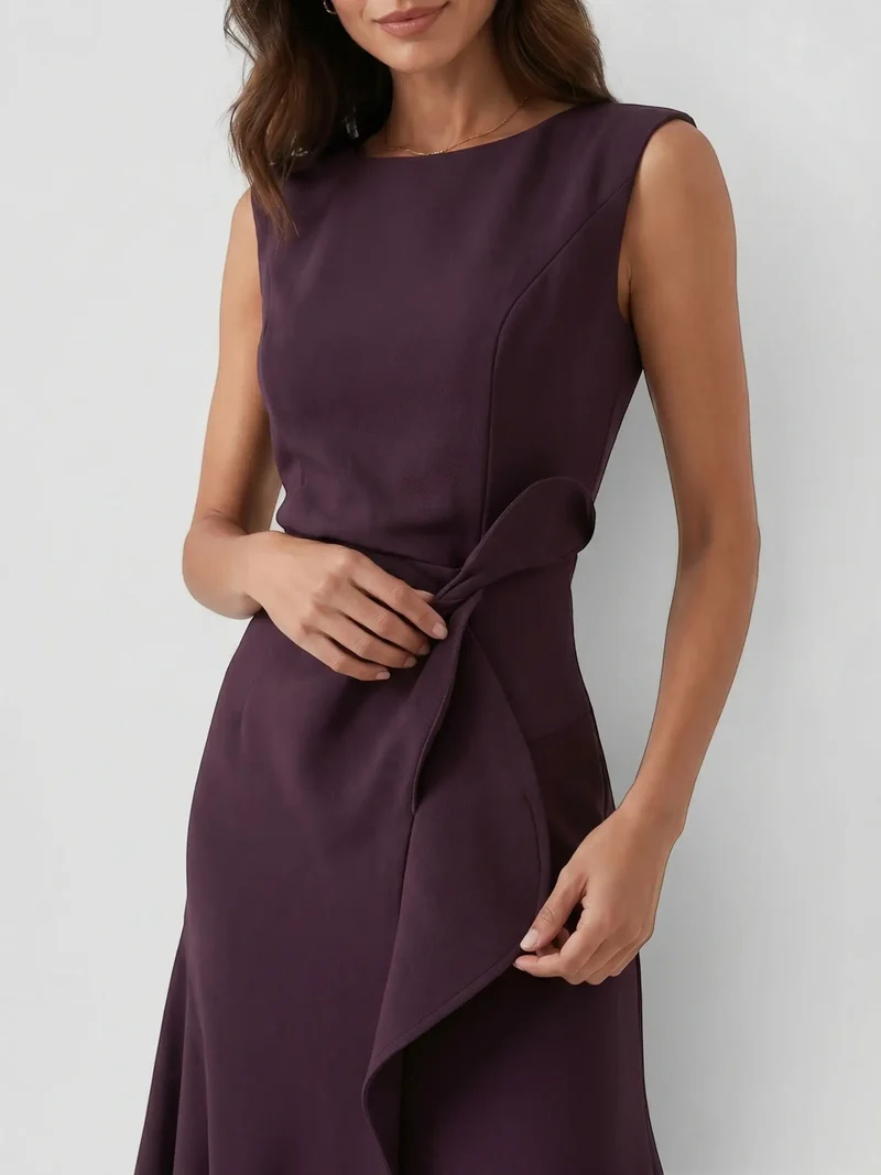 Women's Lightweight Viscose Wrap Midi Dress | Modern Sleeveless Summer Style