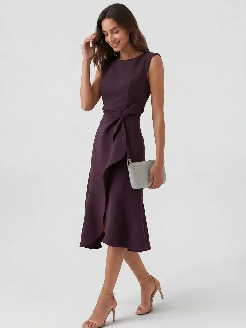 Women's Lightweight Viscose Wrap Midi Dress | Modern Sleeveless Summer Style