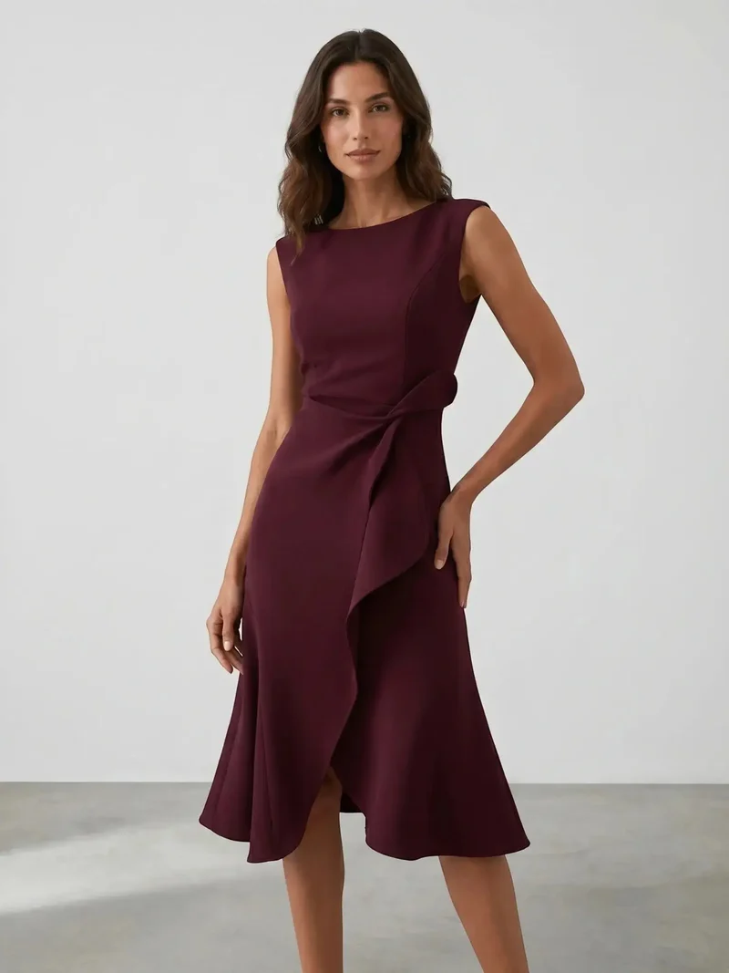 Women's Lightweight Viscose Wrap Midi Dress | Modern Sleeveless Summer Style