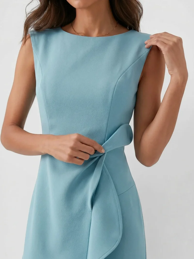 Women's Lightweight Viscose Wrap Midi Dress | Modern Sleeveless Summer Style