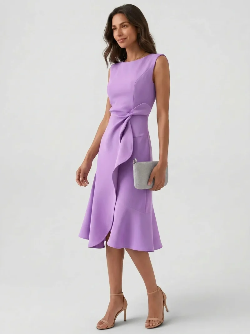 Women's Lightweight Viscose Wrap Midi Dress | Modern Sleeveless Summer Style
