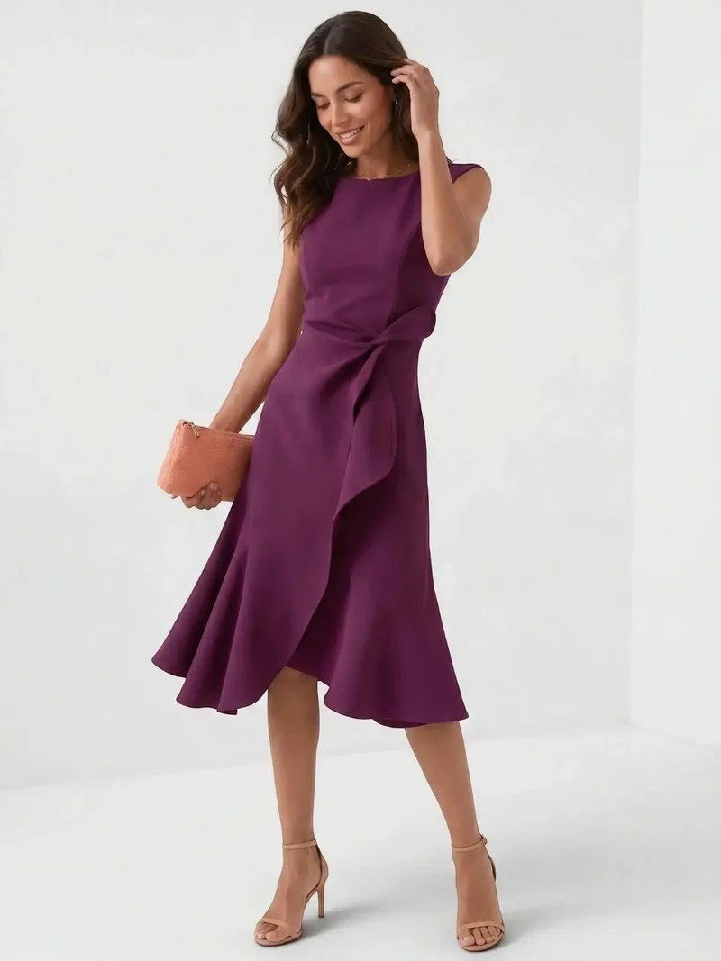 Women's Lightweight Viscose Wrap Midi Dress | Modern Sleeveless Summer Style
