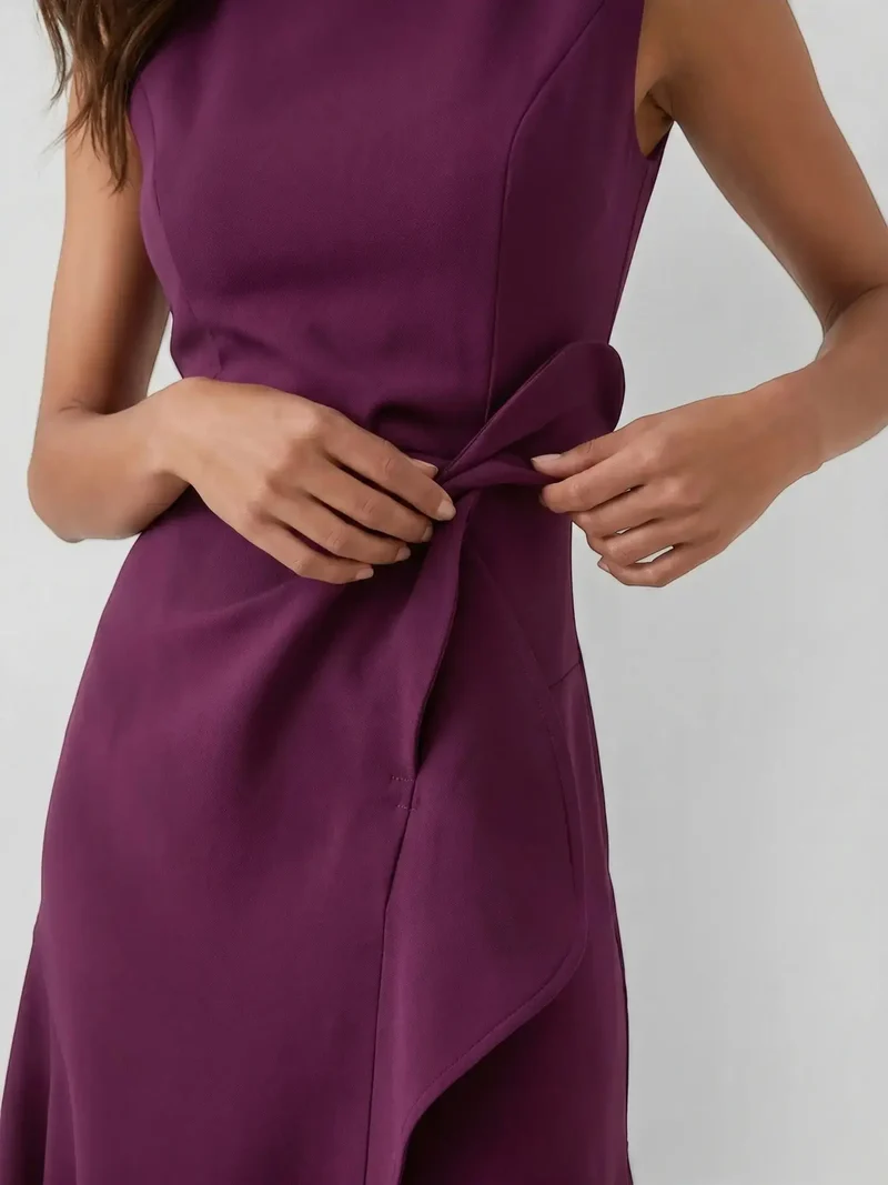 Women's Lightweight Viscose Wrap Midi Dress | Modern Sleeveless Summer Style