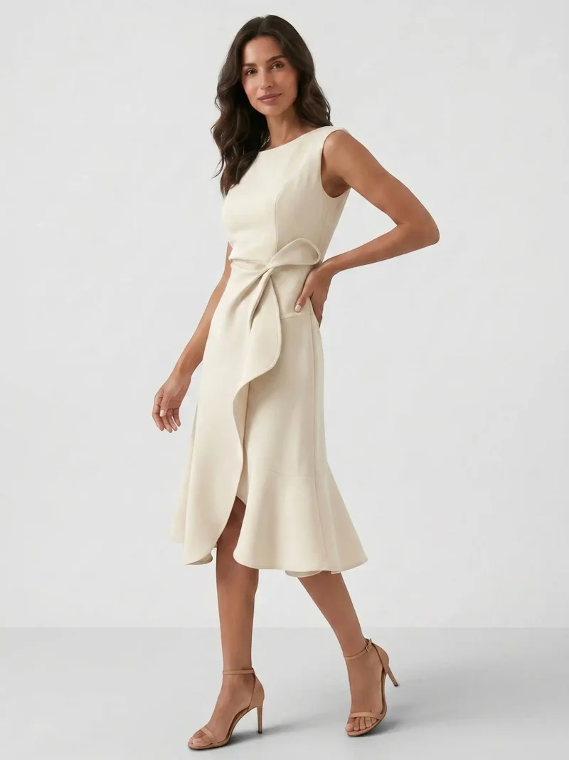 Women's Lightweight Viscose Wrap Midi Dress | Modern Sleeveless Summer Style
