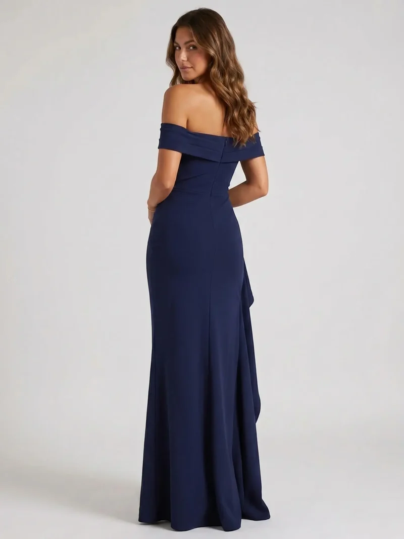 Women's Soft Fabric Maxi Dress | Alluring Off-Shoulder Design with Bold Slit