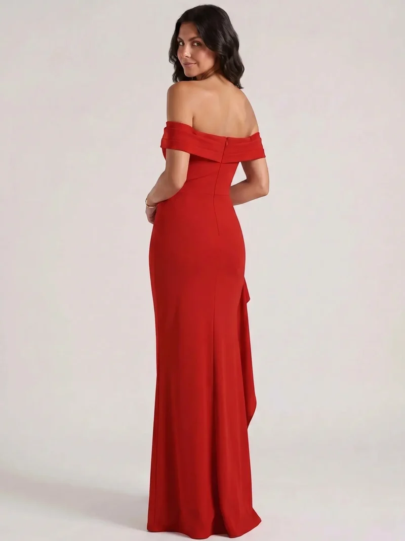 Women's Soft Fabric Maxi Dress | Alluring Off-Shoulder Design with Bold Slit