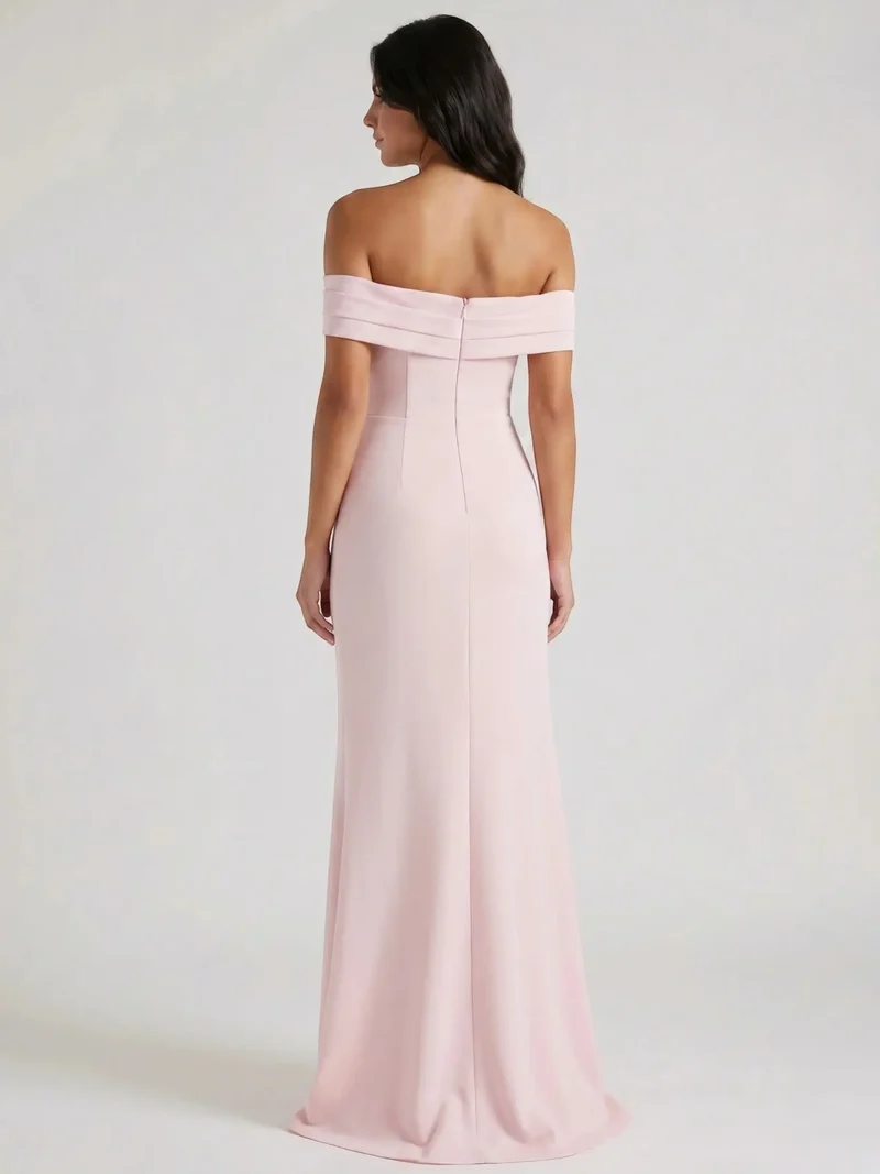 Women's Soft Fabric Maxi Dress | Alluring Off-Shoulder Design with Bold Slit