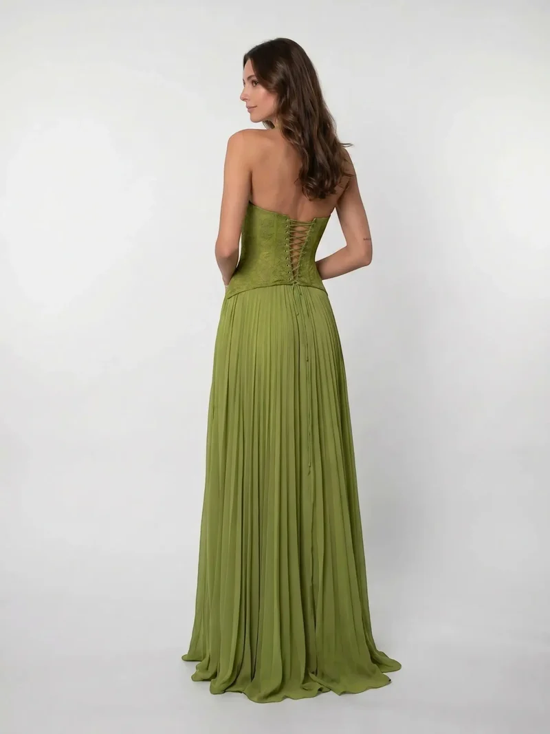Women's Lightweight Pleated Corset Maxi Dress | Elegant Flowing Summer Evening Gown