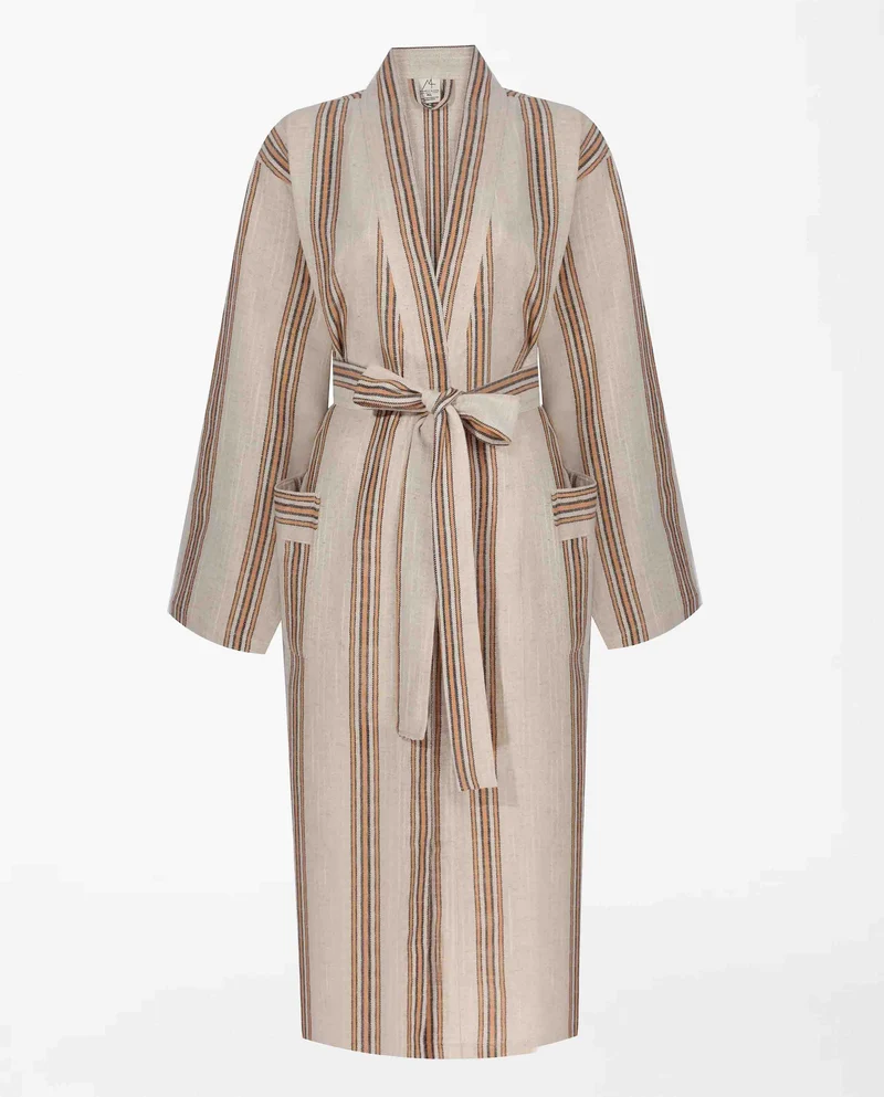Peignoir long en lin et coton bio